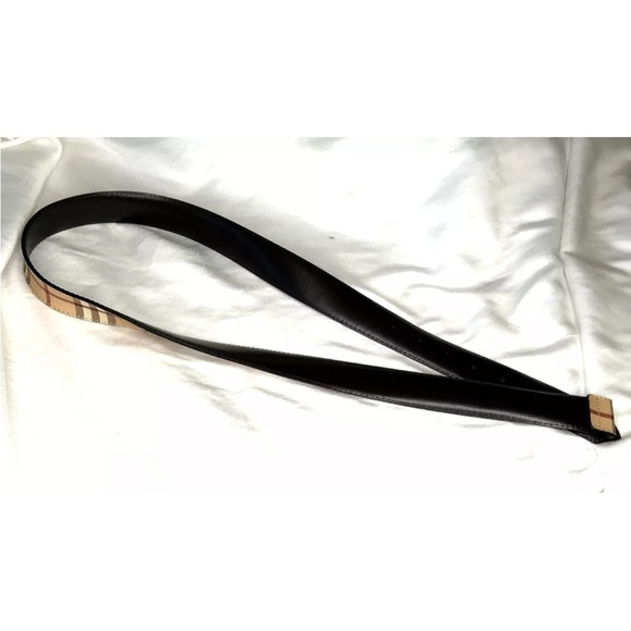 BURBERRY Nova Check PVC Leather Belt 40/100 Italy No Buckle Made In Italy - Picture 11 of 16